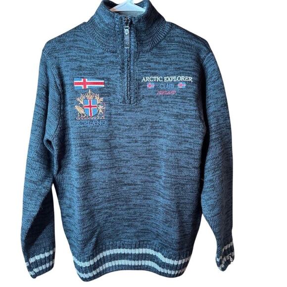 Ice Wear Icelandic Zip Sweater S Gray Arctic Explorer Club Emblem collegiate - Picture 1 of 13